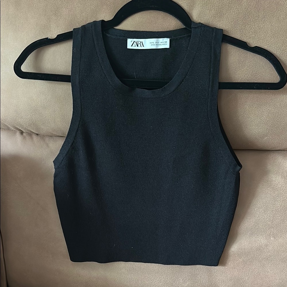 Zara Knitted Black Sleeveless Women's Top